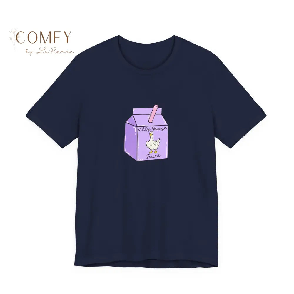 ’Silly Goose on the Loose’ Purple Milk Carton Tee — Graphic Shirt (S-3XL) Navy / S T-Shirt
