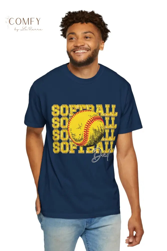 Softball Dad Shirt • Proud Softball Parent Tee • Unisex Garment-Dyed T-Shirt (S–4XL) Navy / S T-Shirt