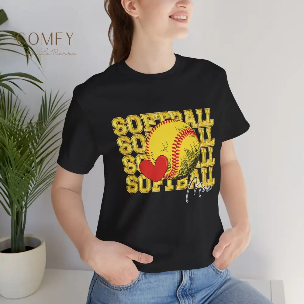 Softball Mom Shirt • Proud Softball Parent Game Day Tee • Unisex Jersey Short Sleeve T-Shirt (XS–5XL) Black / XS T-Shirt