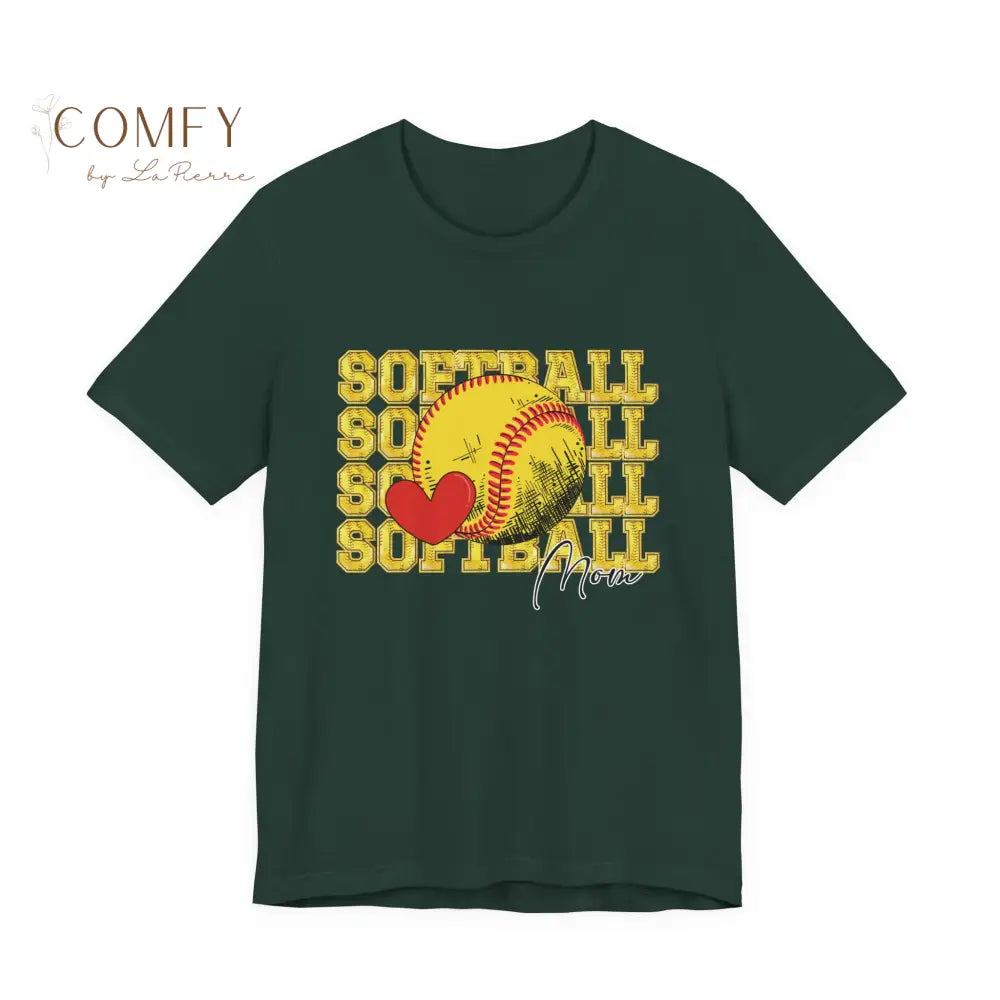 Softball Mom Shirt • Proud Softball Parent Game Day Tee • Unisex Jersey Short Sleeve T-Shirt (XS–5XL) Forest / S T-Shirt