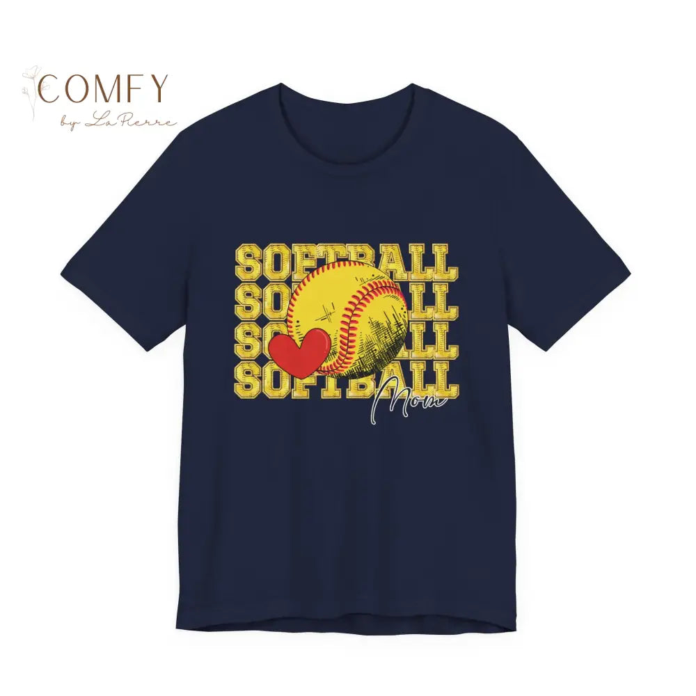 Softball Mom Shirt • Proud Softball Parent Game Day Tee • Unisex Jersey Short Sleeve T-Shirt (XS–5XL) Navy / S T-Shirt