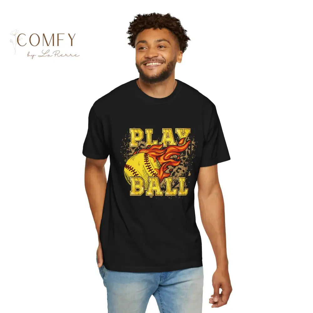 Softball Shirt • Vintage Softball Player Tee • Unisex Garment-Dyed T-Shirt (S–4XL) Black / S T-Shirt