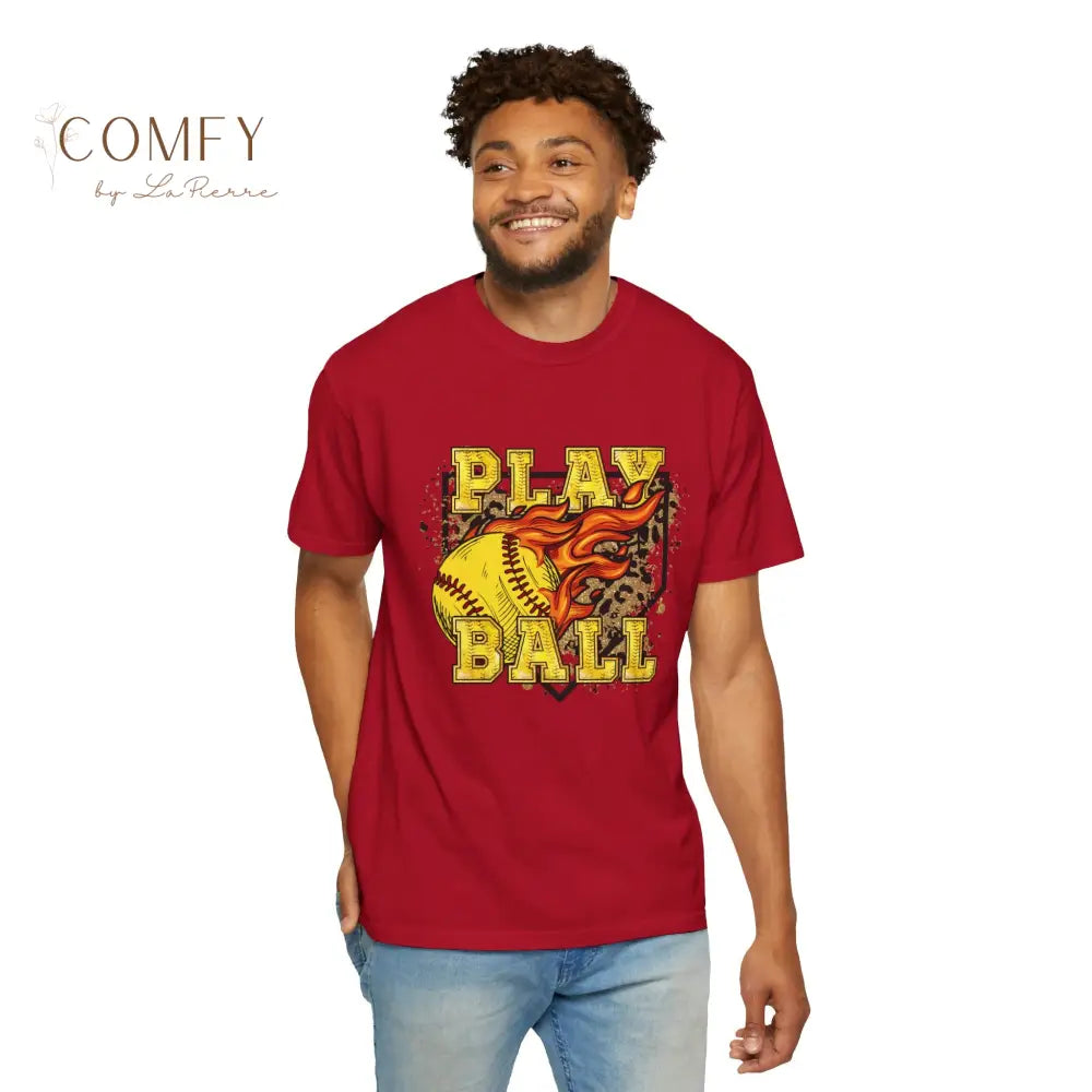 Softball Shirt • Vintage Softball Player Tee • Unisex Garment-Dyed T-Shirt (S–4XL) Red / S T-Shirt