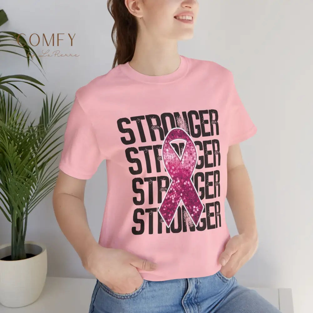 Stronger Than Cancer Shirt • Breast Cancer Awareness Pink Ribbon Tee • Soft Unisex Jersey T-Shirt (XS–5XL) T-Shirt