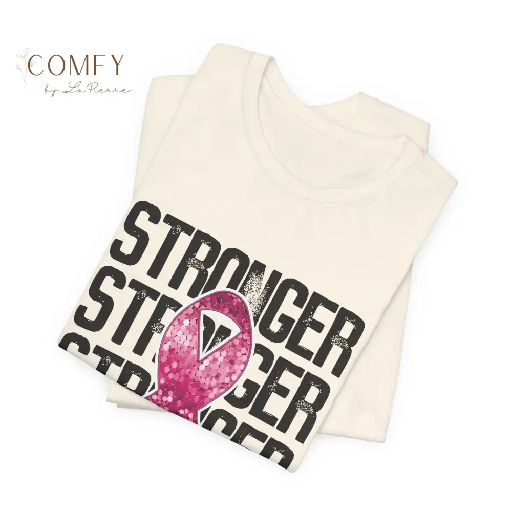 Stronger Than Cancer Shirt • Breast Cancer Awareness Pink Ribbon Tee • Soft Unisex Jersey T-Shirt (XS–5XL) T-Shirt