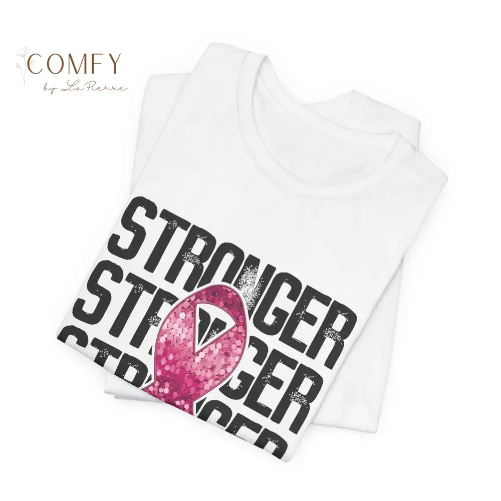 Stronger Than Cancer Shirt • Breast Cancer Awareness Pink Ribbon Tee • Soft Unisex Jersey T-Shirt (XS–5XL) T-Shirt