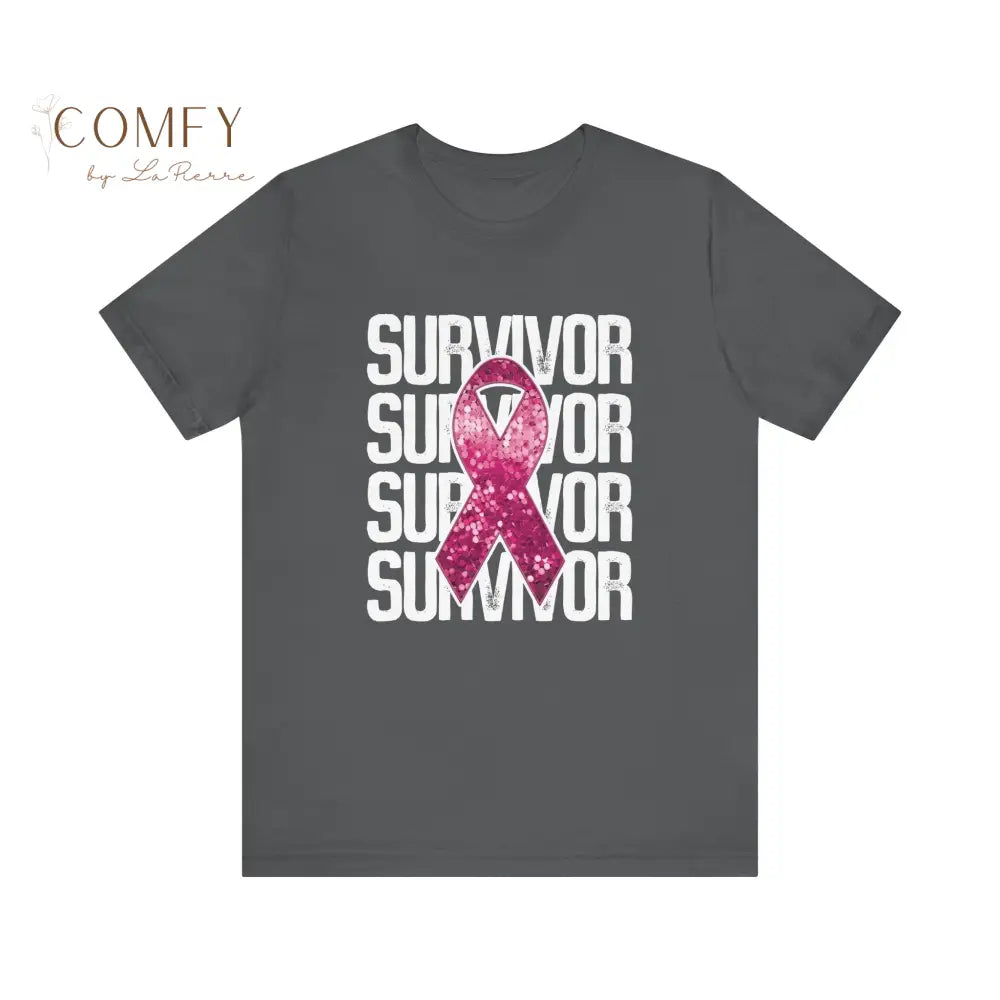 Survivor Breast Cancer Awareness Shirt • Pink Ribbon Support Tee • Soft Unisex Jersey T-Shirt (XS–5XL) T-Shirt