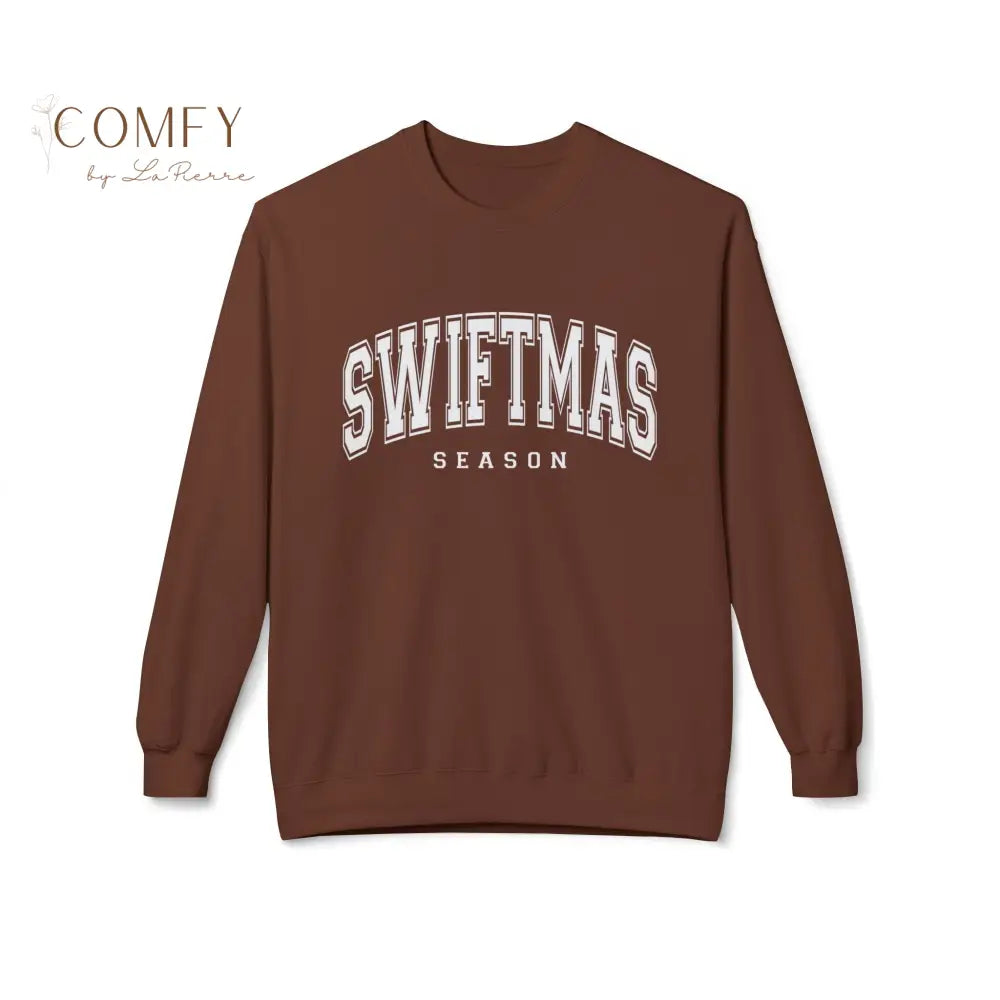 Swiftmas Season (white writing) “Holiday Season” White Text Sweater • Cozy Christmas Unisex Pullover (S–4XL) Cocoa / S