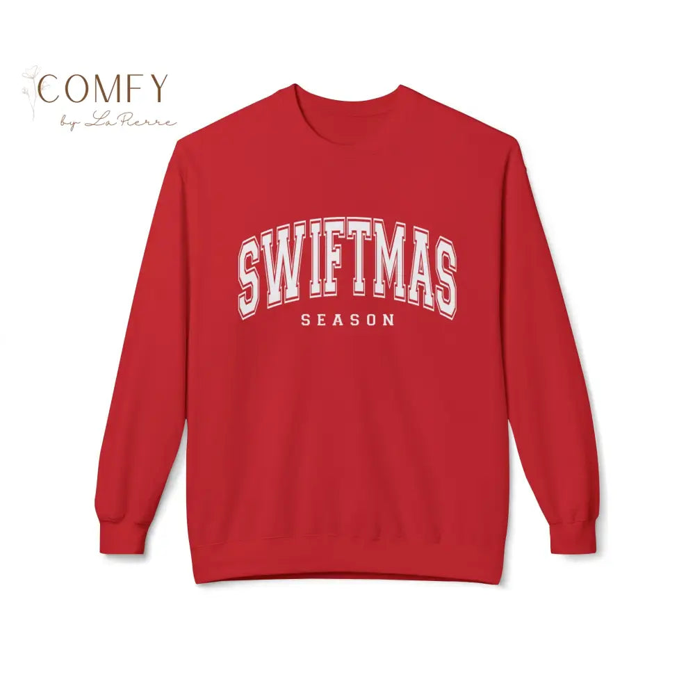 Swiftmas Season (white writing) “Holiday Season” White Text Sweater • Cozy Christmas Unisex Pullover (S–4XL) Red / S