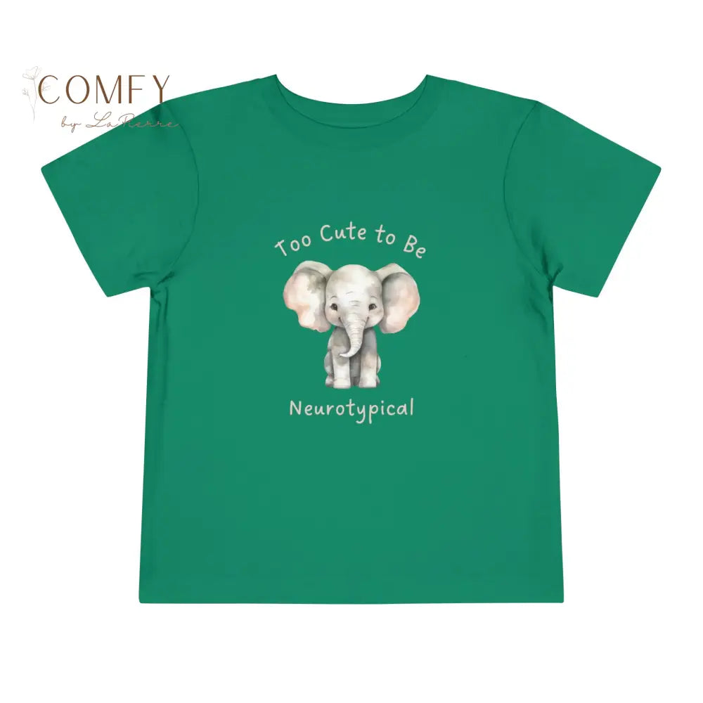 Elephant ’Too Cute to Be Neurotypical’-Soft Toddler Short Sleeve Tee (2T-5T) Kelly / 2T Kids clothes