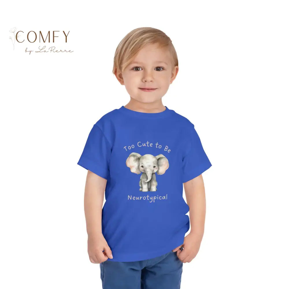 Elephant ’Too Cute to Be Neurotypical’-Soft Toddler Short Sleeve Tee (2T-5T) Kids clothes