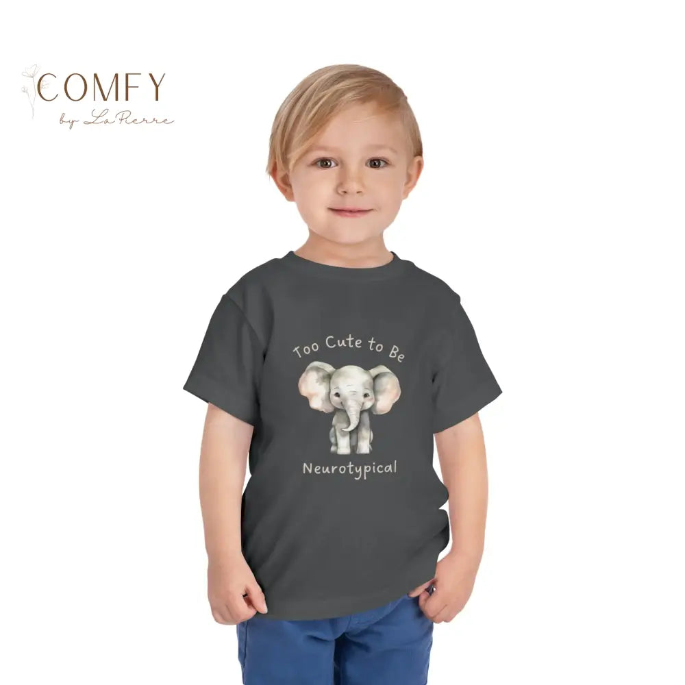 Elephant ’Too Cute to Be Neurotypical’-Soft Toddler Short Sleeve Tee (2T-5T) Kids clothes