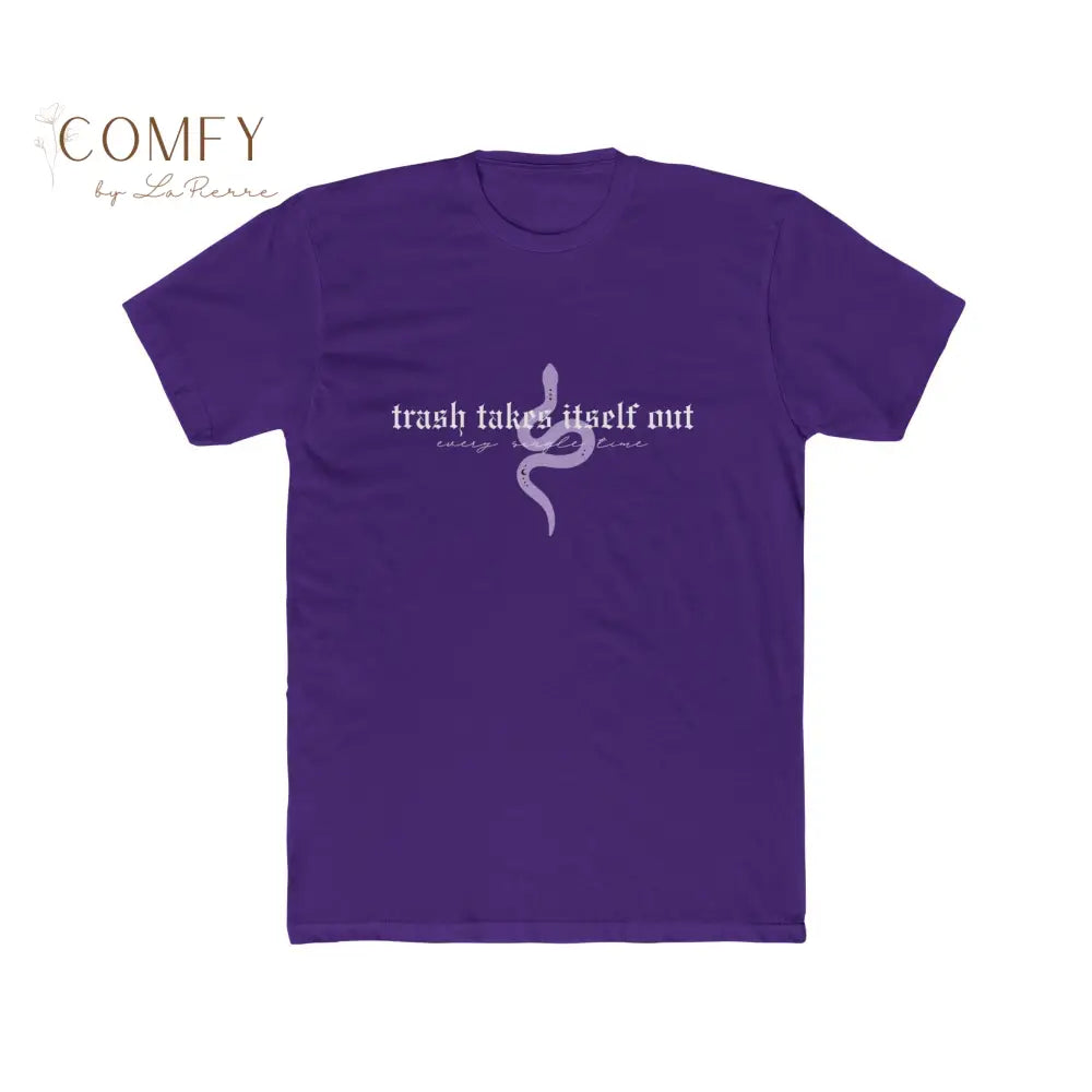 Trash Takes Itself Out Shirt • Savage Sassy Graphic Tee • Unisex Cotton Crew T-Shirt (S–5X) Solid Purple Rush / S
