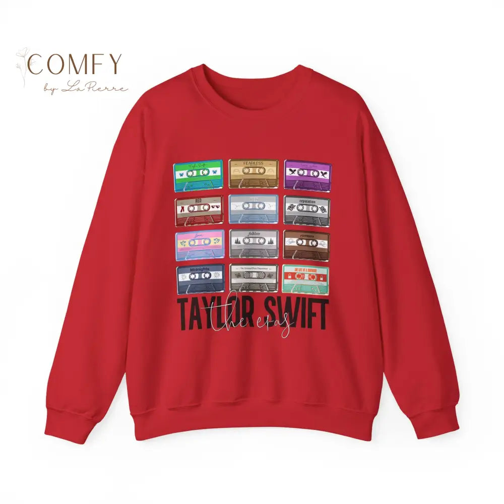TS Vintage Cassette Tapes through the Eras Sweatshirt (S-3XL) Red / S Sweatshirt