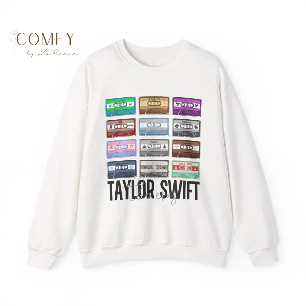 TS Vintage Cassette Tapes through the Eras Sweatshirt (S-3XL) White / S Sweatshirt