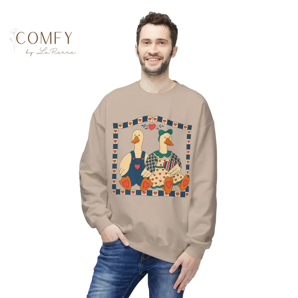 Vintage Cozy Country Ducks Sweatshirt • Cute Farmhouse Goose Couple Crewneck • Retro Country Cottagecore Pullover