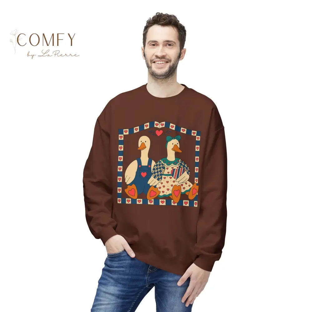 Vintage Cozy Country Ducks Sweatshirt • Cute Farmhouse Goose Couple Crewneck • Retro Country Cottagecore Pullover