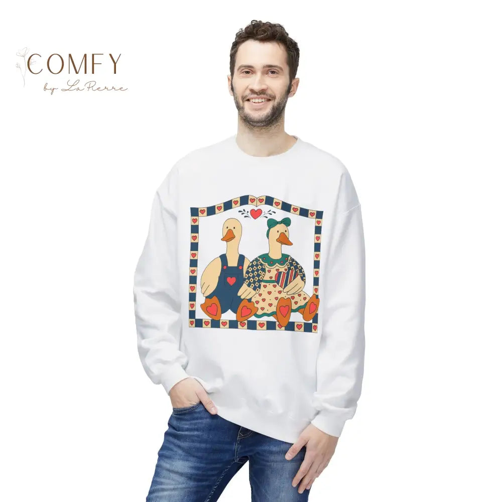 Vintage Cozy Country Ducks Sweatshirt • Cute Farmhouse Goose Couple Crewneck • Retro Country Cottagecore Pullover