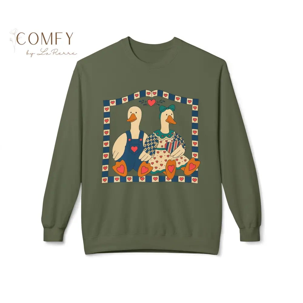Vintage Cozy Country Ducks Sweatshirt • Cute Farmhouse Goose Couple Crewneck • Retro Country Cottagecore Pullover