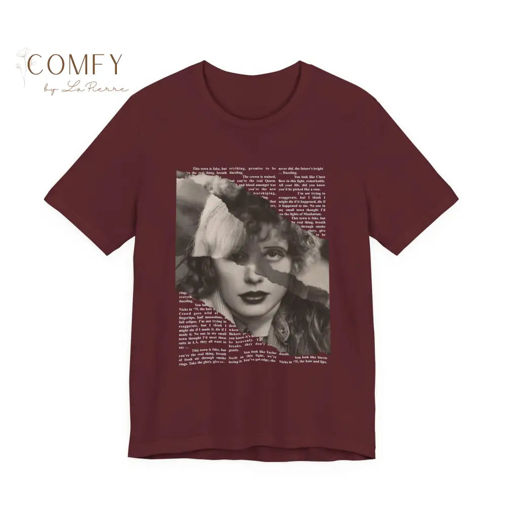 Clara Bow T-Shirt Unisex Soft Short Sleeve Tee (S-3XL) Maroon / S T-Shirt
