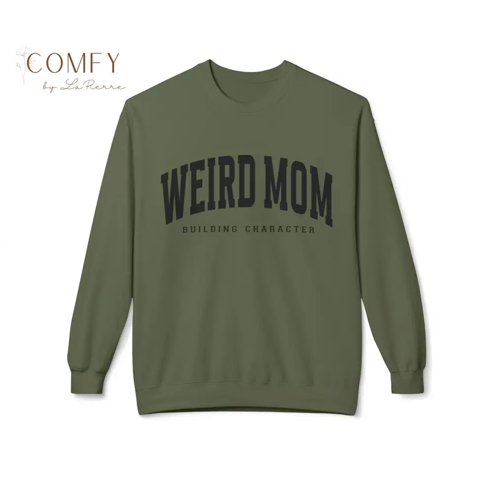 Weird Mom Building Character - Unisex Softstyle Crewneck Sweatshirt (S-4XL) Military Green / S Sweatshirt