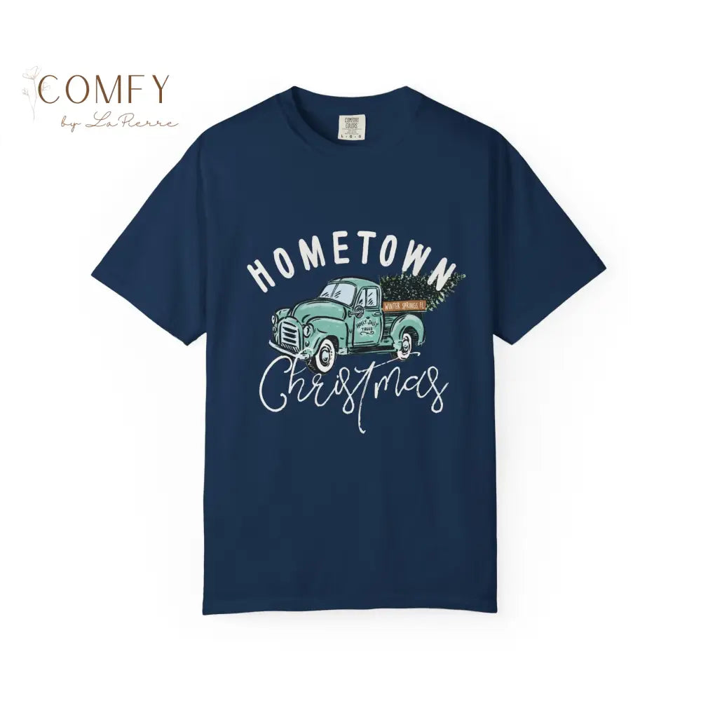 Winter Springs Hometown Christmas - Unisex Garment-Dyed T-shirt (S-4XL) Navy / S T-Shirt