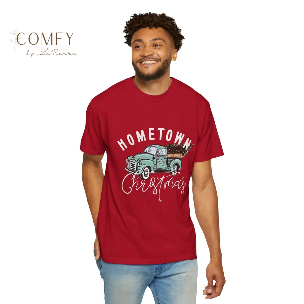 Winter Springs Hometown Christmas - Unisex Garment-Dyed T-shirt (S-4XL) Red / S T-Shirt