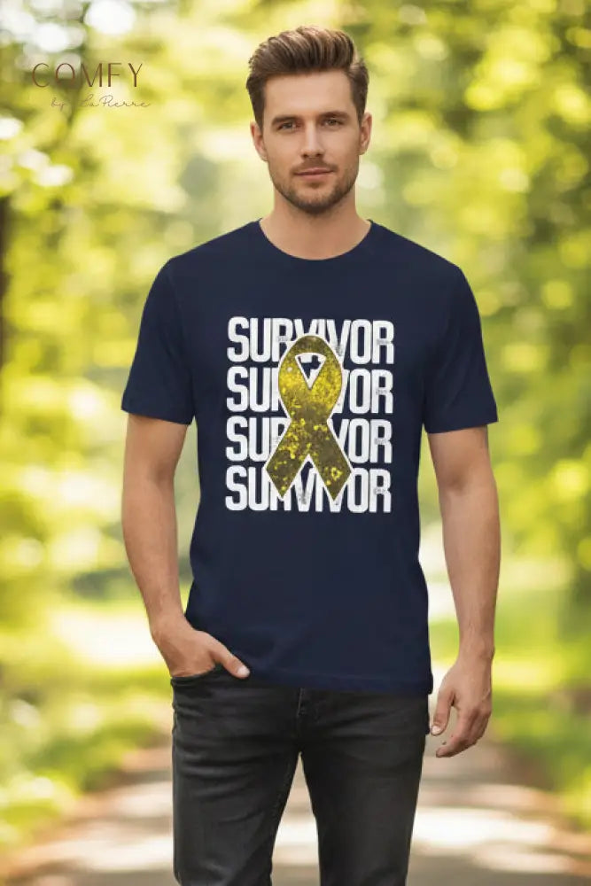 Yellow Ribbon Cancer Survivor Shirt • Sarcoma Awareness Tee • Unisex Jersey Short Sleeve T-Shirt (XS–5XL) T-Shirt