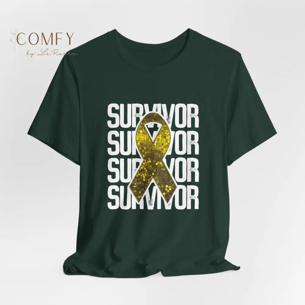 Yellow Ribbon Cancer Survivor Shirt • Sarcoma Awareness Tee • Unisex Jersey Short Sleeve T-Shirt (XS–5XL) T-Shirt